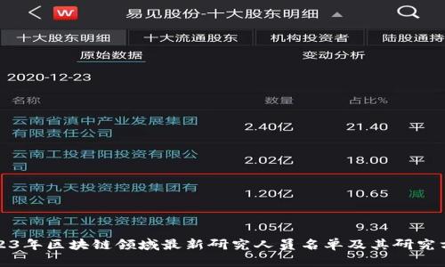 2023年区块链领域最新研究人员名单及其研究方向